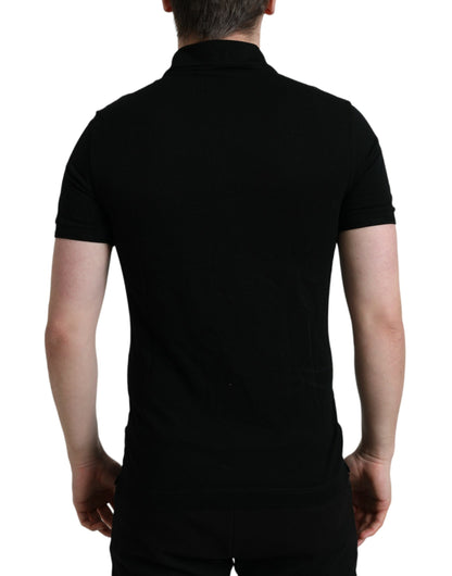 Dolce &amp; Gabbana – Schwarzes, kurzärmliges T-Shirt mit Logo und Kragen