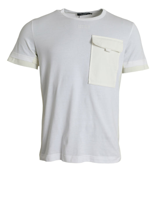 Dolce &amp; Gabbana – Weißes T-Shirt mit kurzen Ärmeln aus Baumwolle mit Tasche