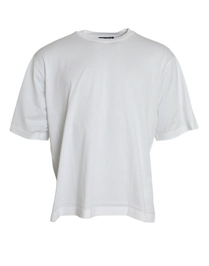 Dolce &amp; Gabbana – Weißes T-Shirt aus Baumwolle mit kurzen Ärmeln und Rundhalsausschnitt