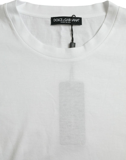 Dolce &amp; Gabbana – Weißes T-Shirt aus Baumwolle mit kurzen Ärmeln und Rundhalsausschnitt