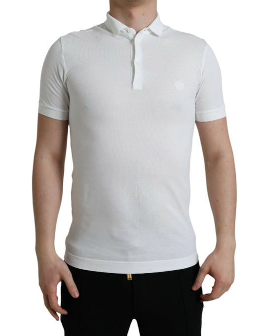 Dolce &amp; Gabbana – Weißes, kurzärmliges T-Shirt mit Krone und Kragen