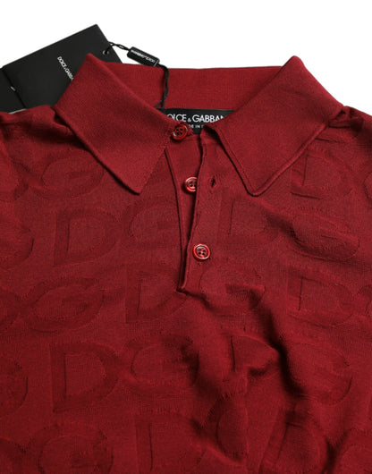 Dolce &amp; Gabbana Kastanienbraunes Seiden-T-Shirt mit Kragen und kurzen Ärmeln