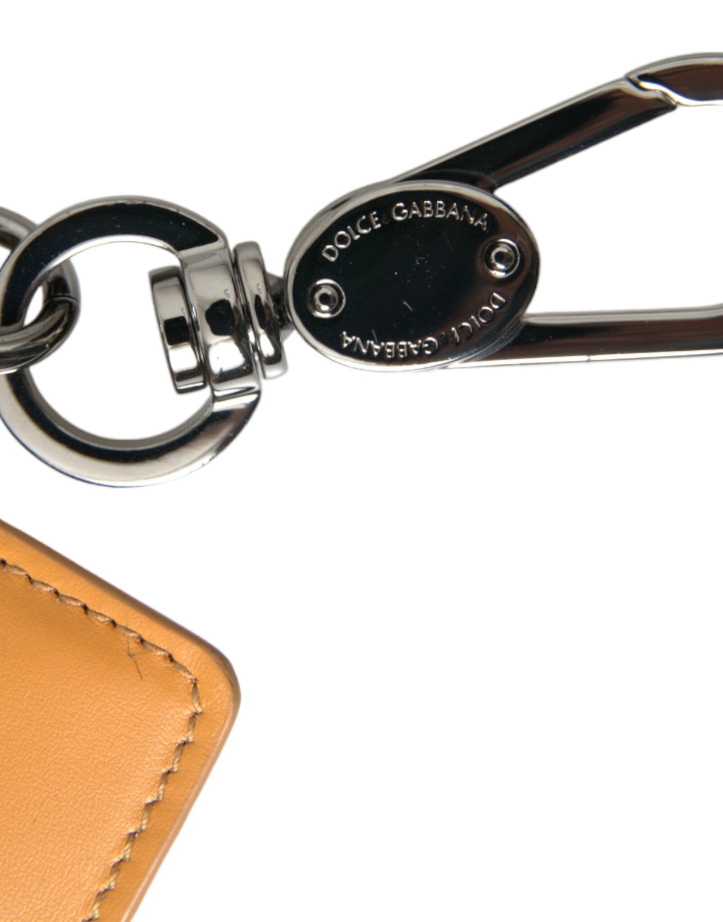 Dolce &amp; Gabbana Orange Calf Leather Credit Card Holder Clip On Wallet