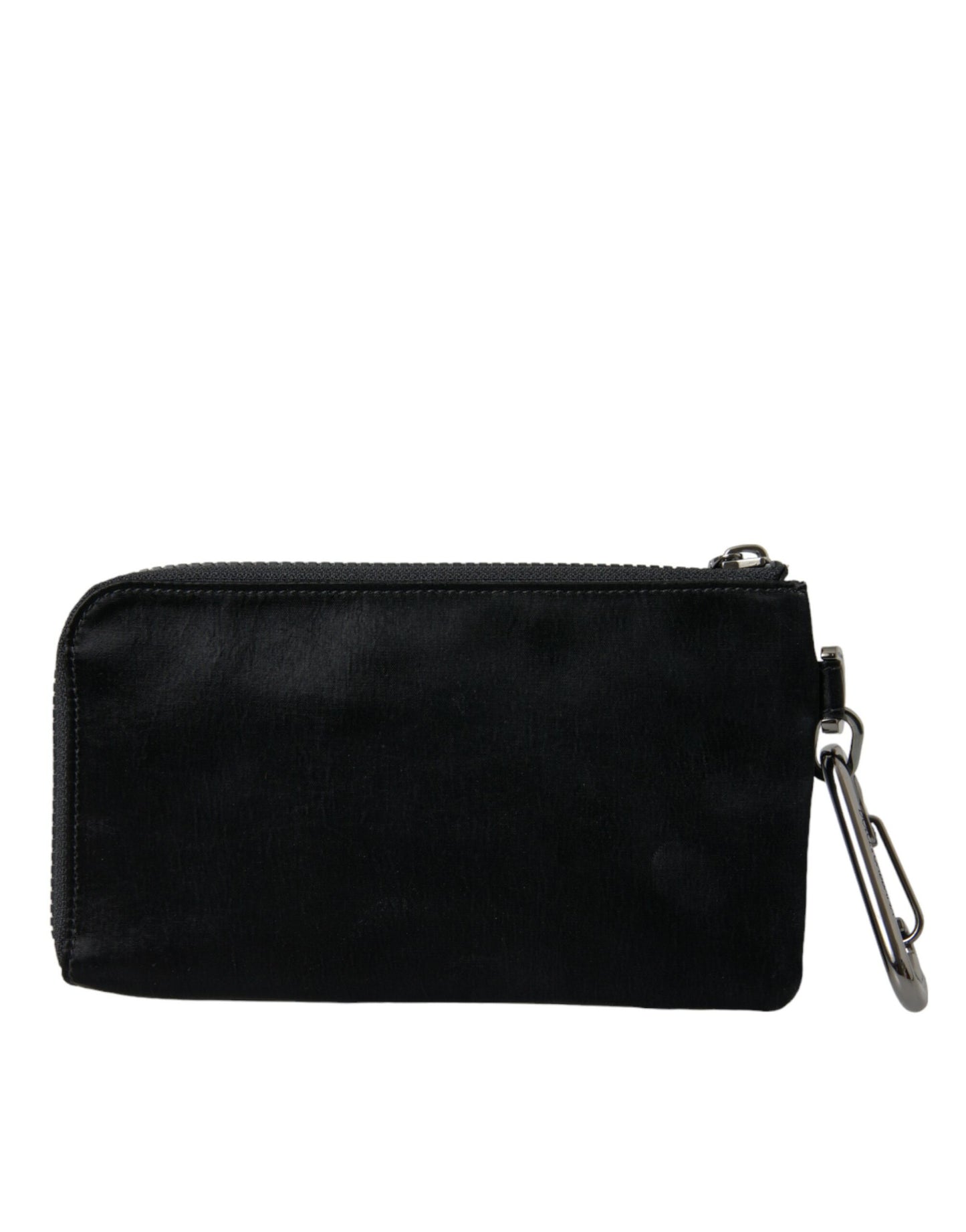 Dolce &amp; Gabbana Black Nylon Logo Plaque Keyring Pouch Clutch Bags