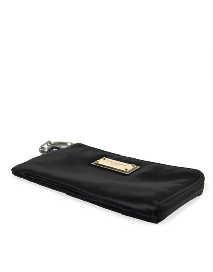 Dolce &amp; Gabbana Black Nylon Logo Plaque Keyring Pouch Clutch Bags
