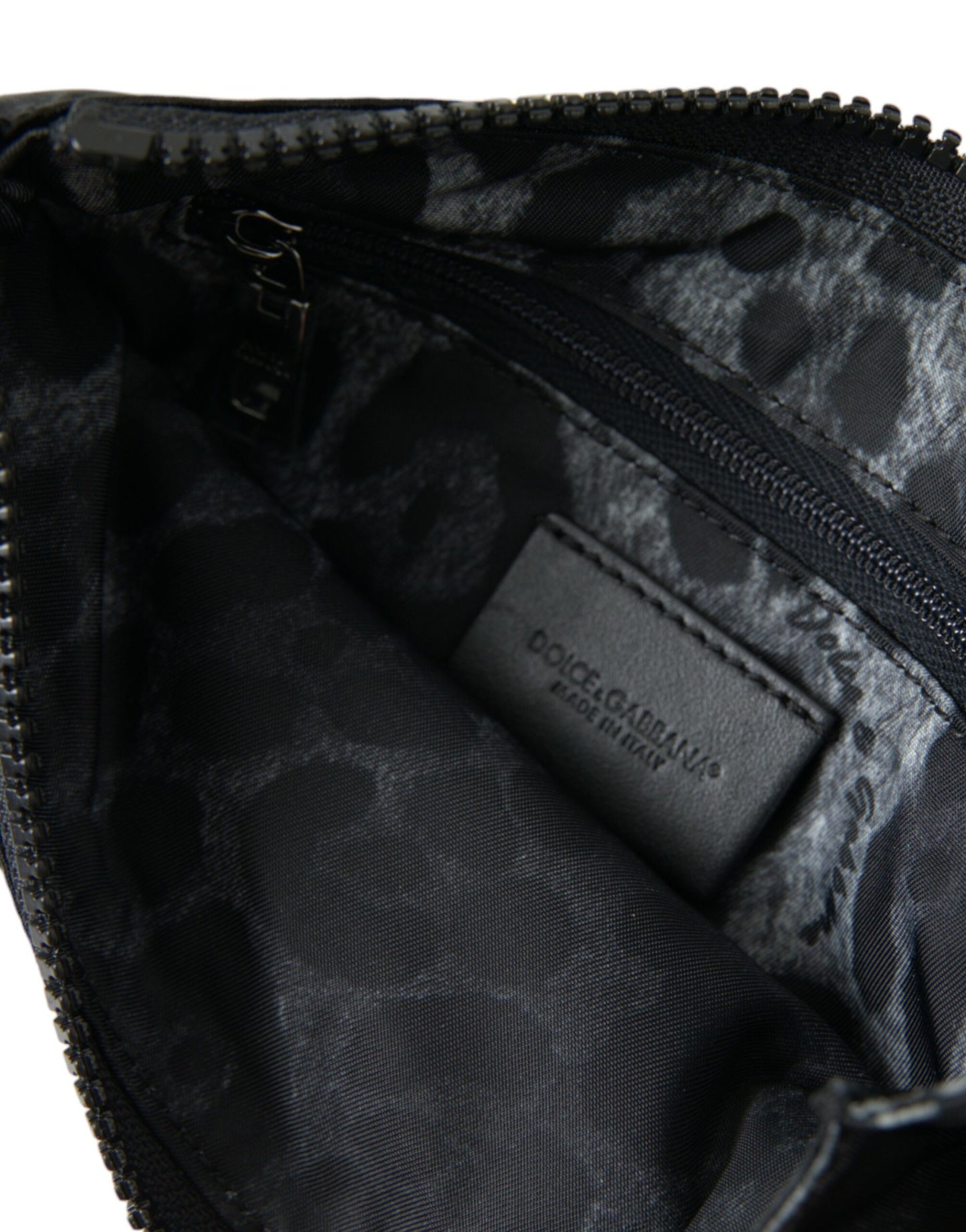 Dolce &amp; Gabbana Black Nylon Logo Plaque Keyring Pouch Clutch Bags