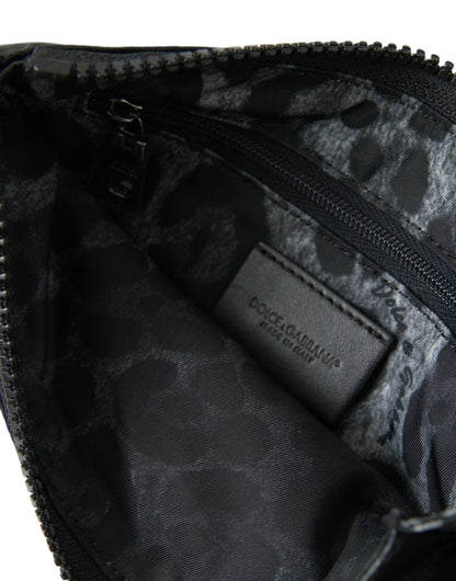 Dolce &amp; Gabbana Black Nylon Logo Plaque Keyring Pouch Clutch Bags