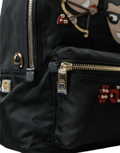 Dolce &amp; Gabbana Schwarzer #DGFAMILY Verzierter Rucksack VULCANO Tasche