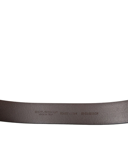 Dolce &amp; Gabbana Brown Calf Leather Gold Metal Buckle Belt