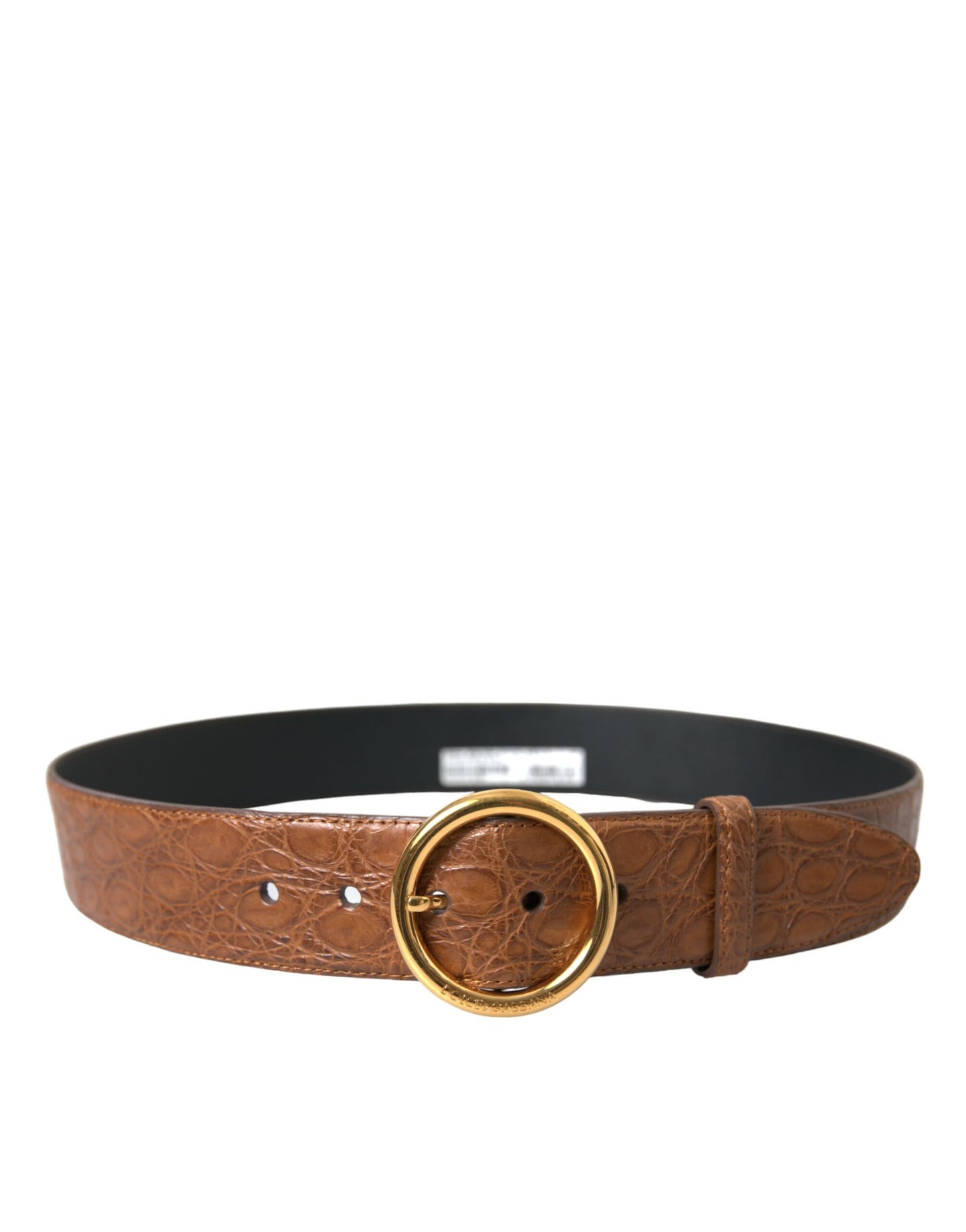 Dolce &amp; Gabbana Brown Exotic Leather Round Buckle Belt