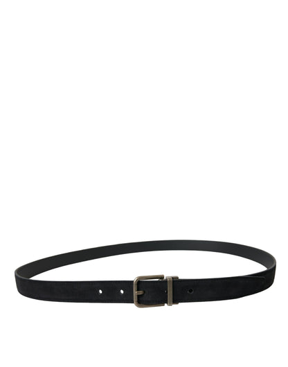 Dolce &amp; Gabbana Black Goat Leather Antique Metal Buckle Belt