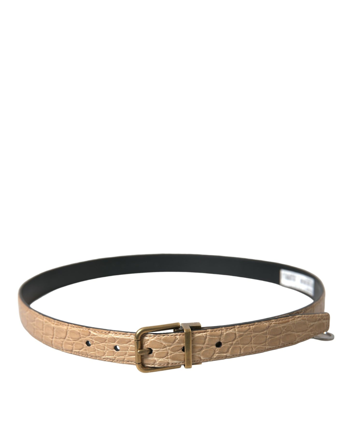 Dolce &amp; Gabbana Beige Exotic Leather Gold Metal Buckle Belt