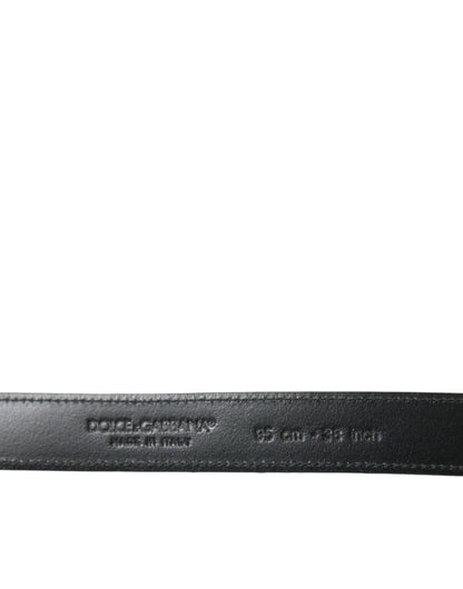 Dolce &amp; Gabbana Black Leather Silver Metal Buckle Belt