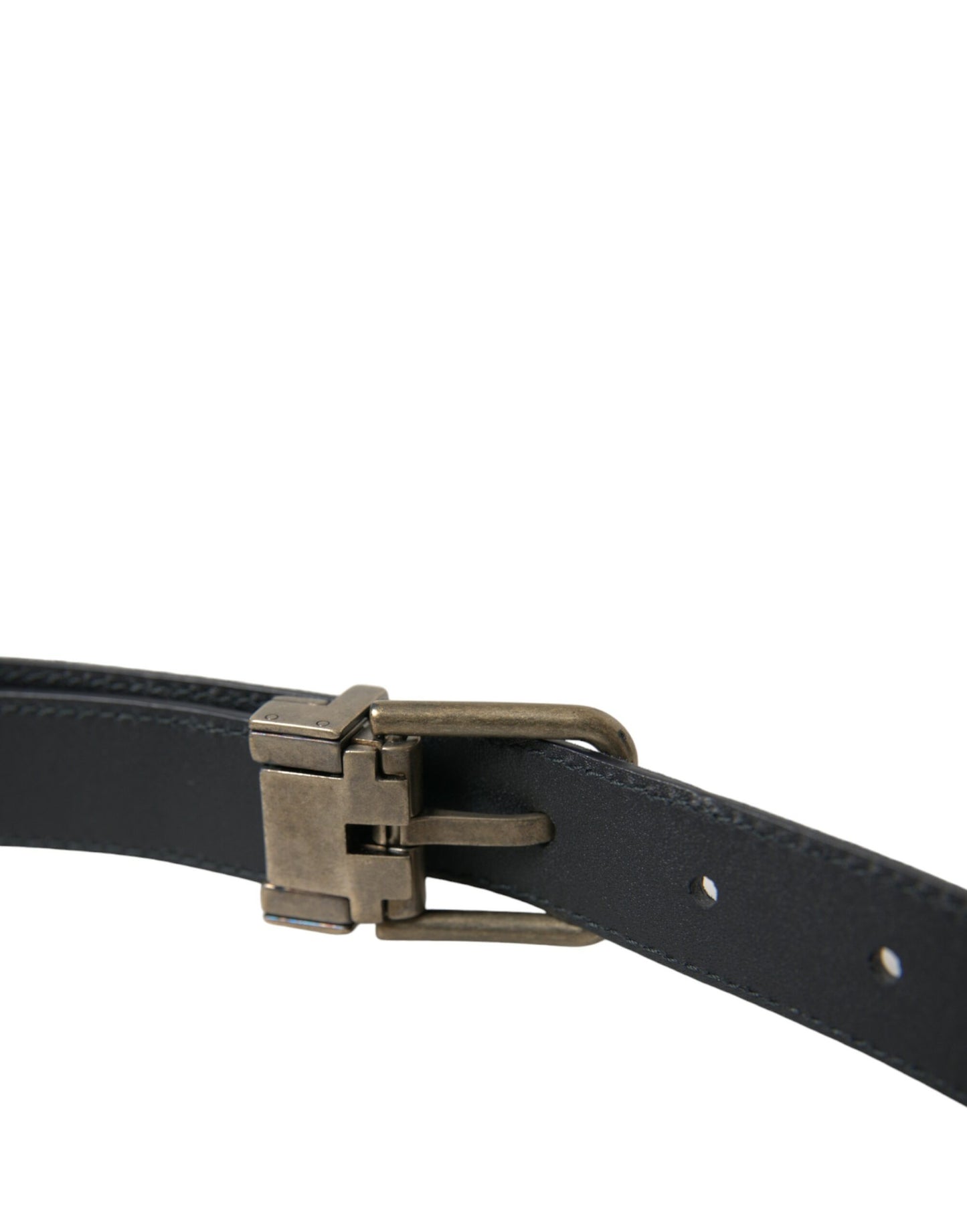 Dolce &amp; Gabbana Blue Suede Leather Gold Metal Buckle Belt