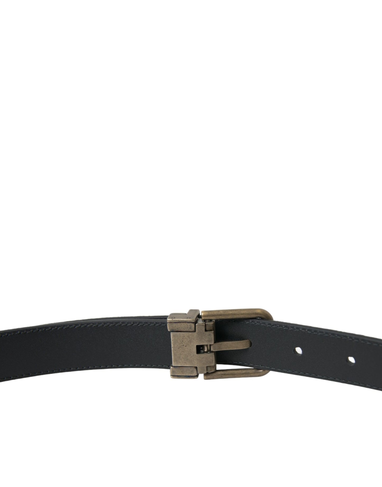 Dolce &amp; Gabbana Black Suede Leather Gold Metal Buckle Belt