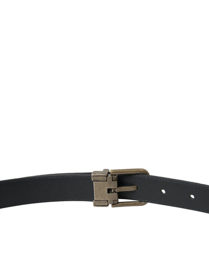 Dolce &amp; Gabbana Black Suede Leather Gold Metal Buckle Belt