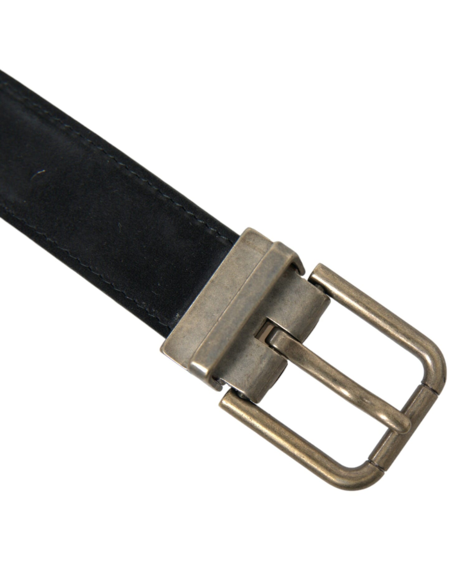 Dolce &amp; Gabbana Black Suede Leather Gold Metal Buckle Belt