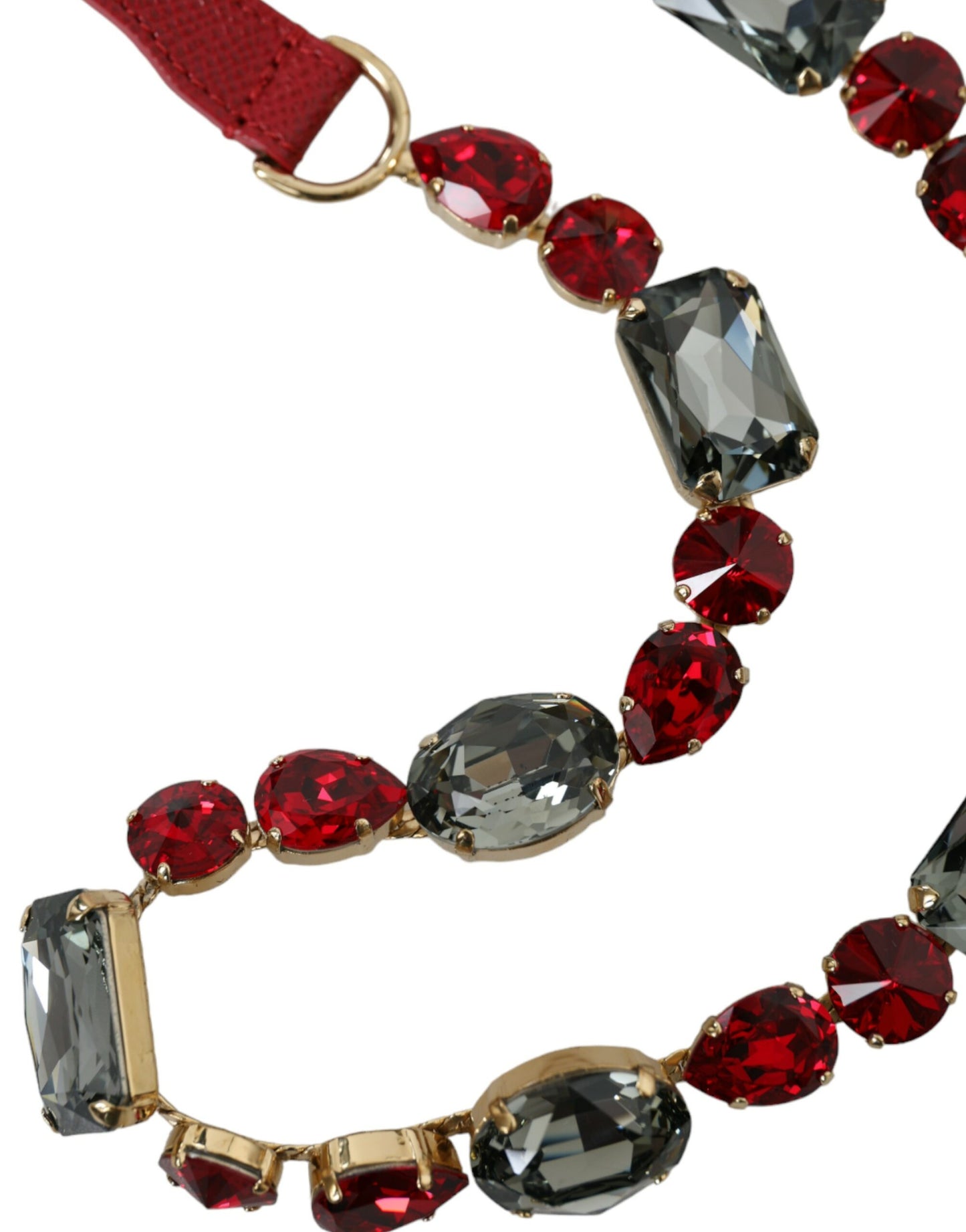 Dolce &amp; Gabbana – Roter Ledergürtel mit Kristallkette
