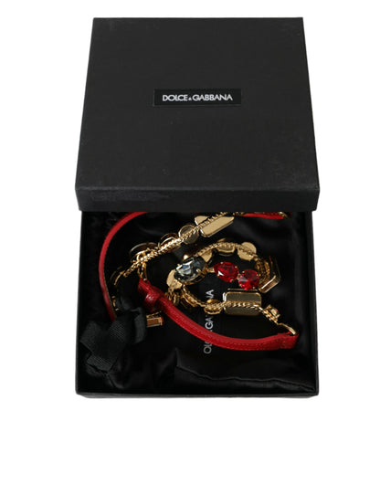 Dolce &amp; Gabbana – Roter Ledergürtel mit Kristallkette