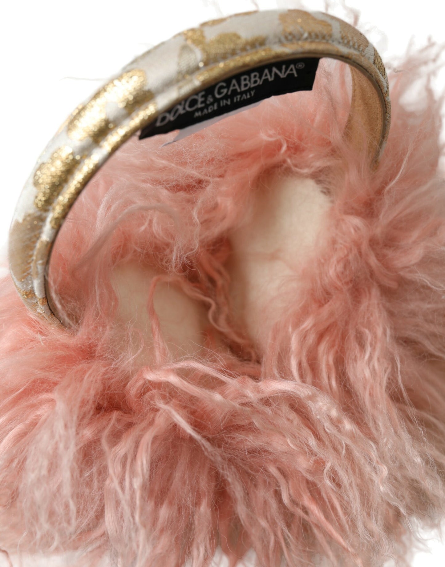Dolce &amp; Gabbana Rosa Lammfell Winterwärmer Stirnband Ohrenschützer