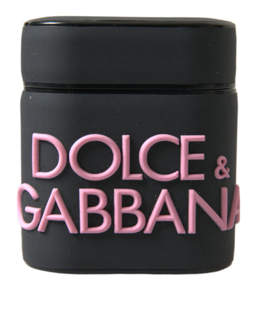 Dolce &amp; Gabbana Black Pink Silicone Embossed Logo Airpods Case