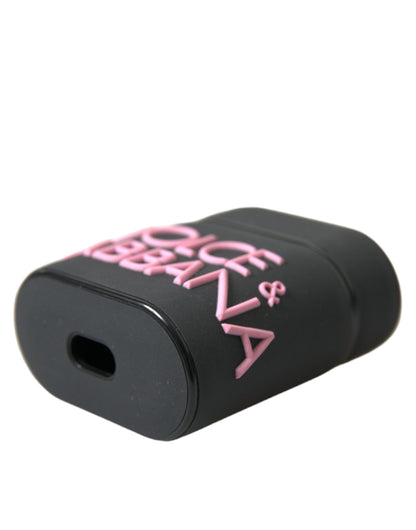 Dolce &amp; Gabbana Black Pink Silicone Embossed Logo Airpods Case
