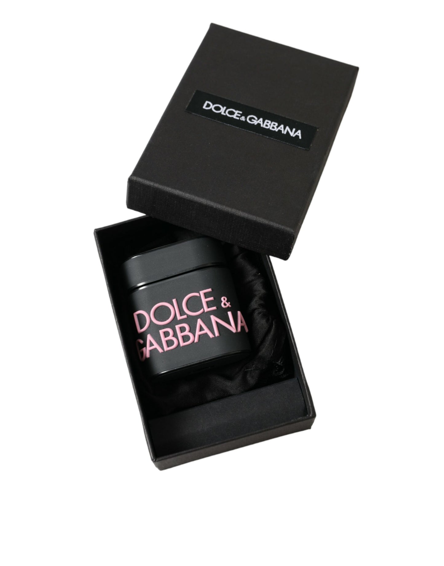 Dolce &amp; Gabbana Black Pink Silicone Embossed Logo Airpods Case