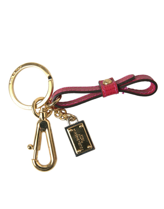 Dolce &amp; Gabbana Schlüsselanhänger aus rotem Kalbsleder mit goldenem Metall-Logo