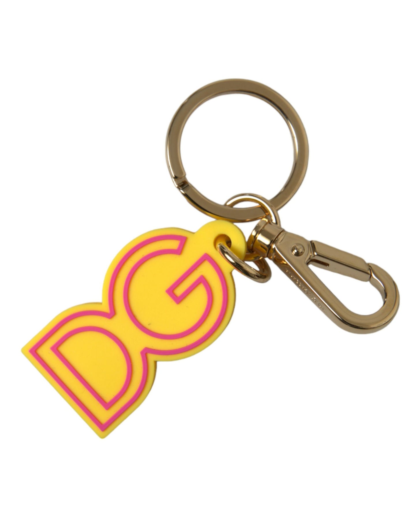 Dolce &amp; Gabbana Schlüsselanhänger mit DG-Logo, gelb, Gummi, goldfarben, Metall