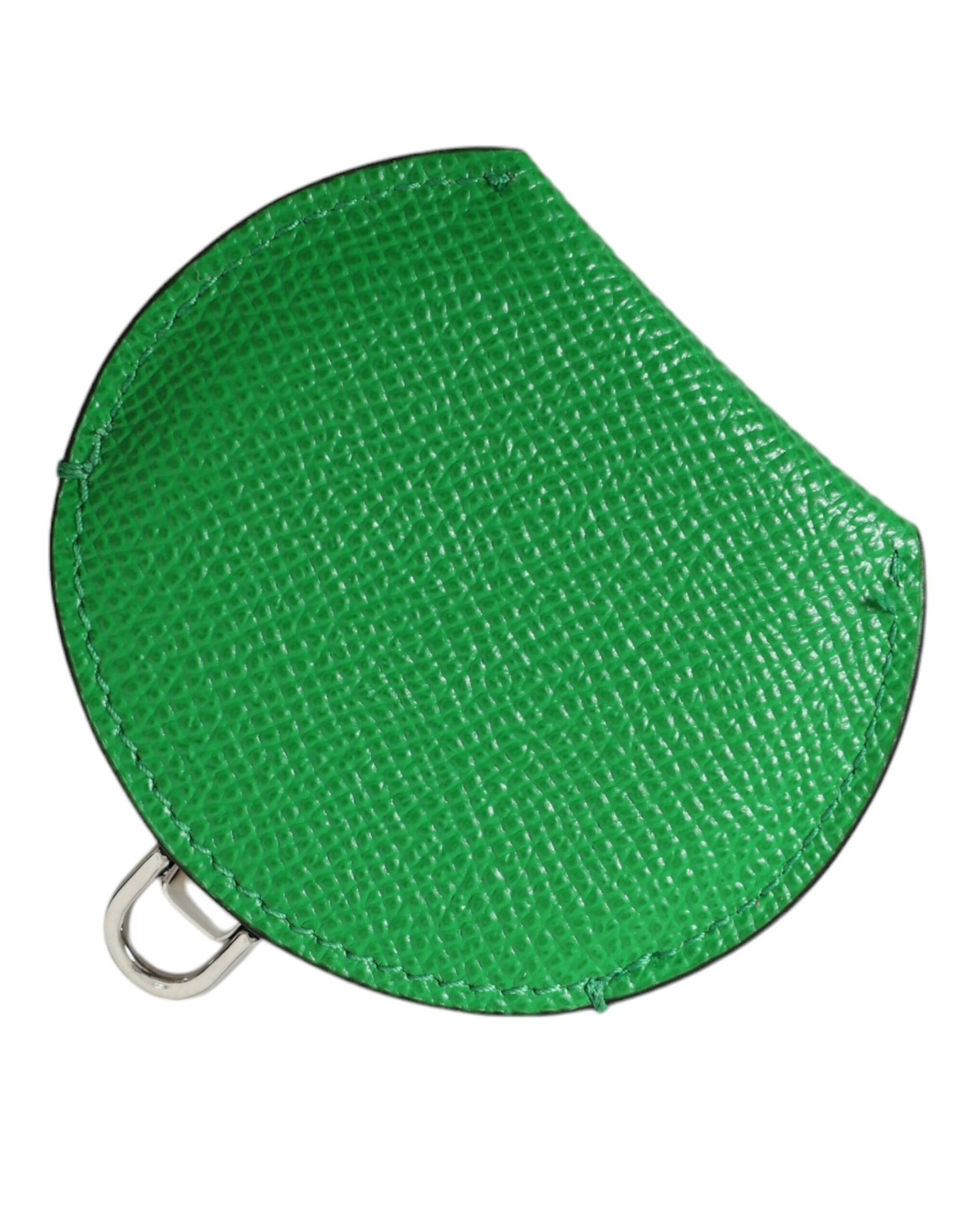 Dolce &amp; Gabbana Green Calfskin Leather Round Logo Hand Mirror Holder