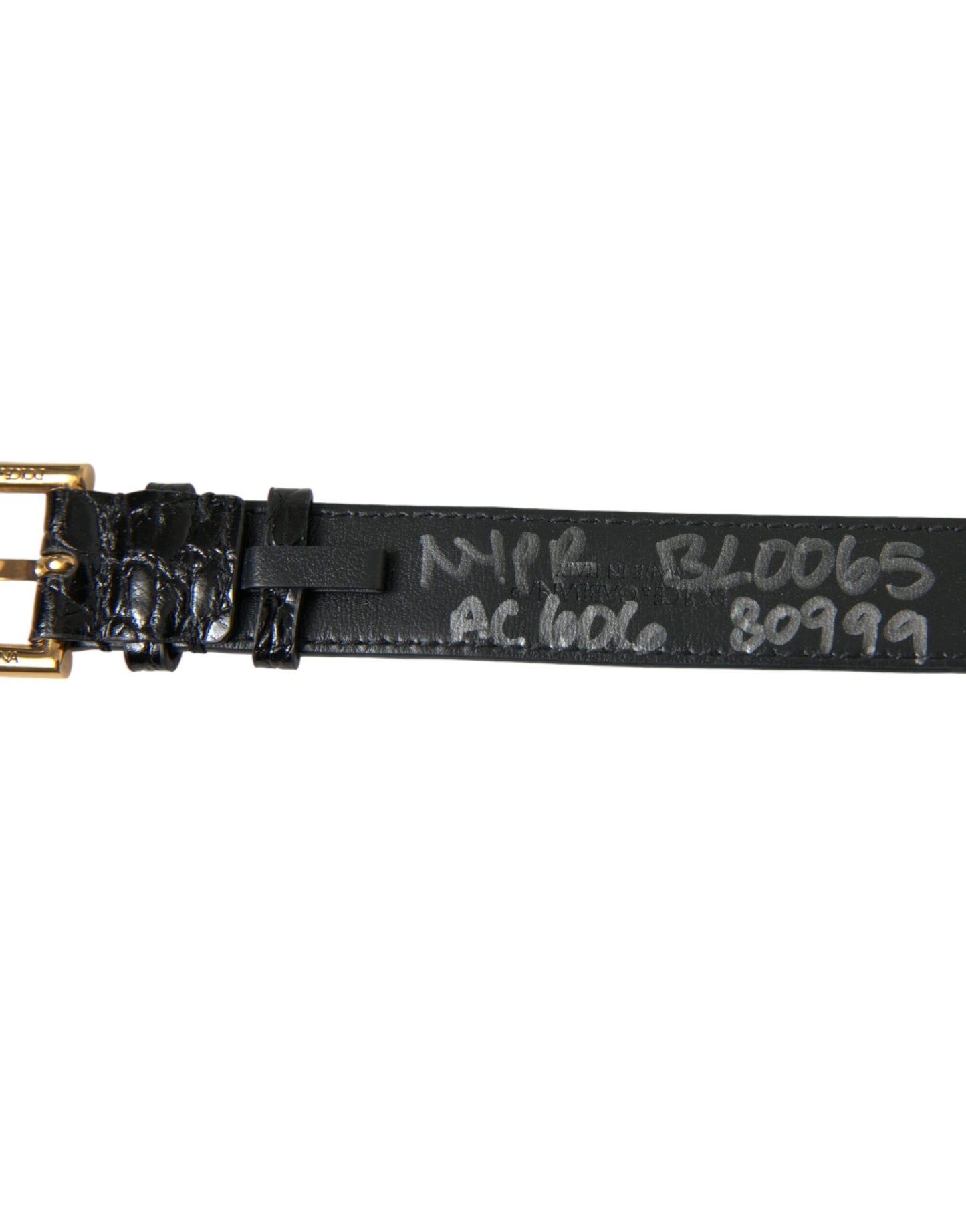 Dolce &amp; Gabbana Black Textured Leather Gold Tone Metal Buckle Bracelet