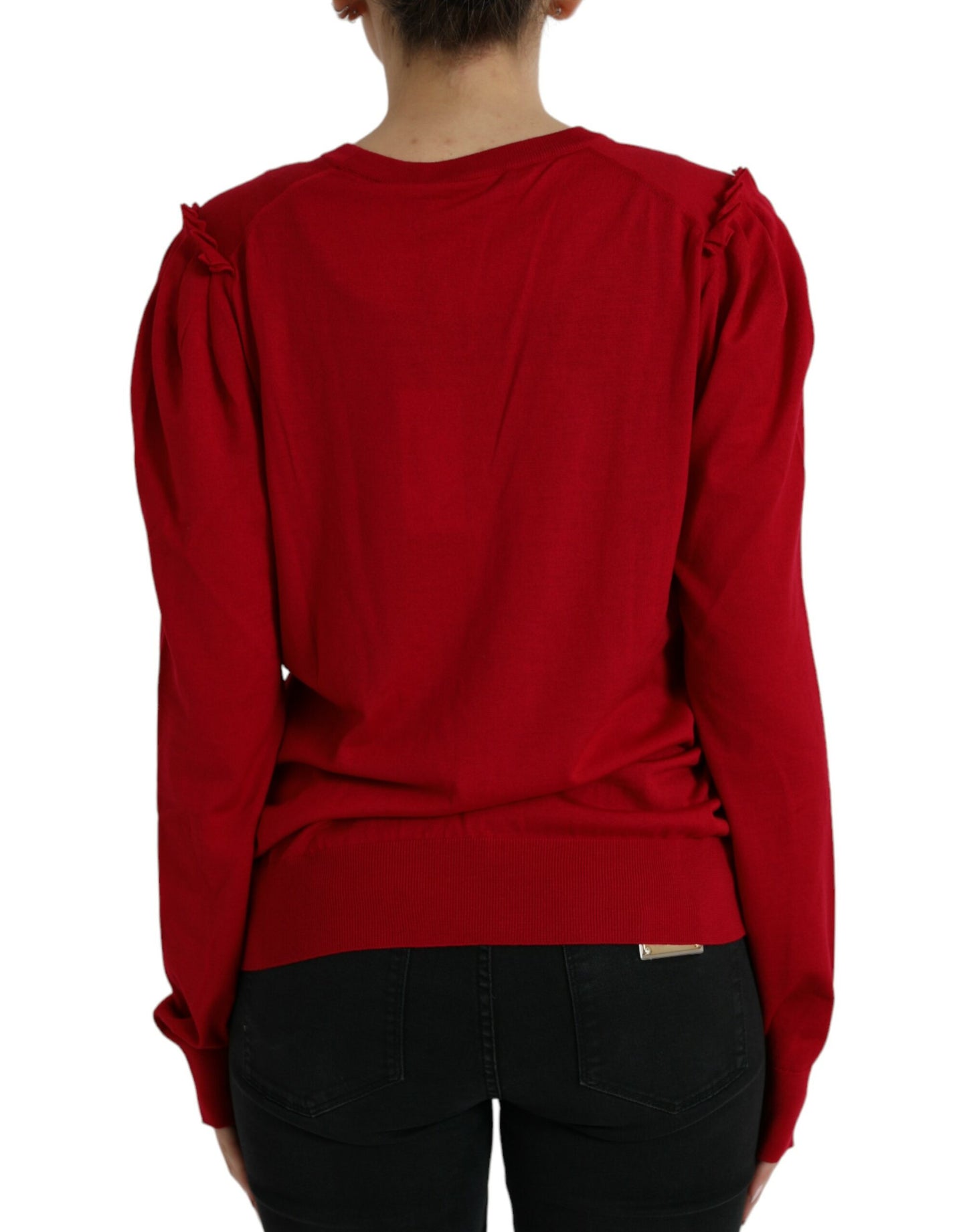 Dolce &amp; Gabbana – Roter Cardigan aus Wolle mit V-Ausschnitt und Knöpfen