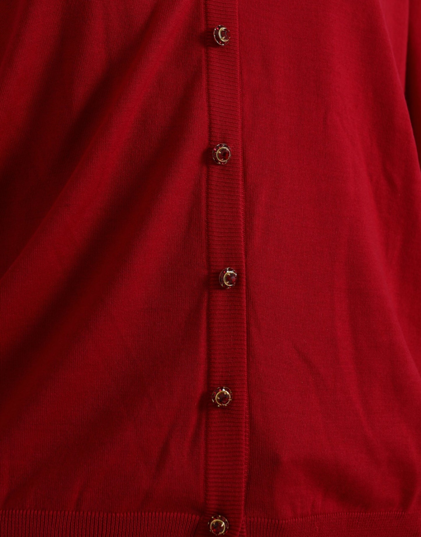 Dolce &amp; Gabbana – Roter Cardigan aus Wolle mit V-Ausschnitt und Knöpfen