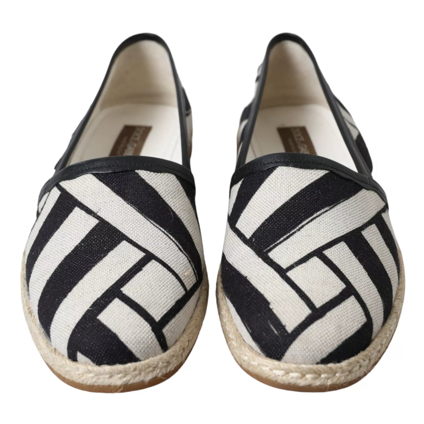 Dolce &amp; Gabbana Black White Stripes Slip On Espadrille Shoes
