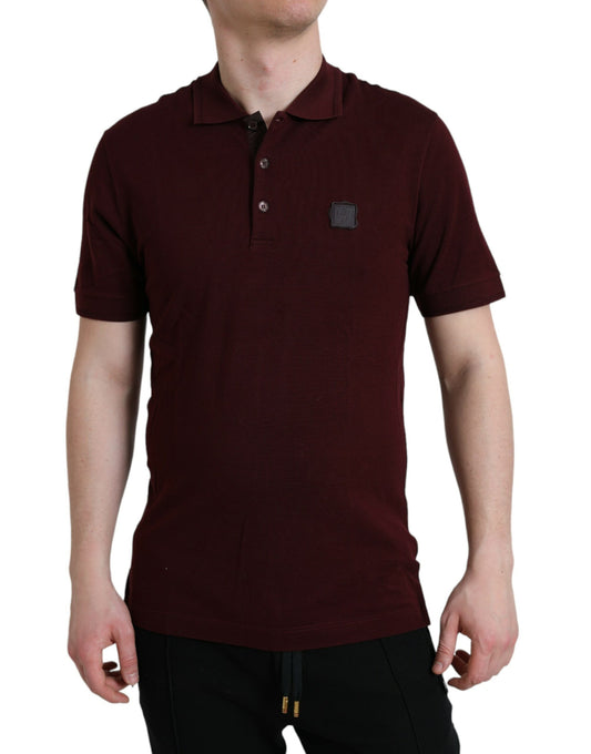 Dolce &amp; Gabbana – Kastanienbraunes Poloshirt mit Kragen und kurzen Ärmeln