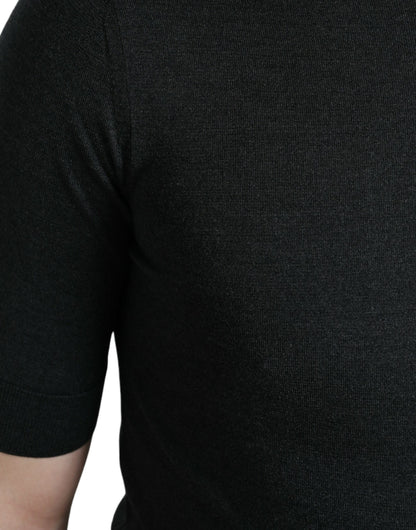 Dolce &amp; Gabbana – Dunkelgraues T-Shirt mit Rundhalsausschnitt und kurzen Ärmeln