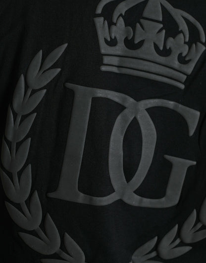 Dolce &amp; Gabbana – Schwarzes T-Shirt mit Rundhalsausschnitt und kurzen Ärmeln und geprägtem Logo