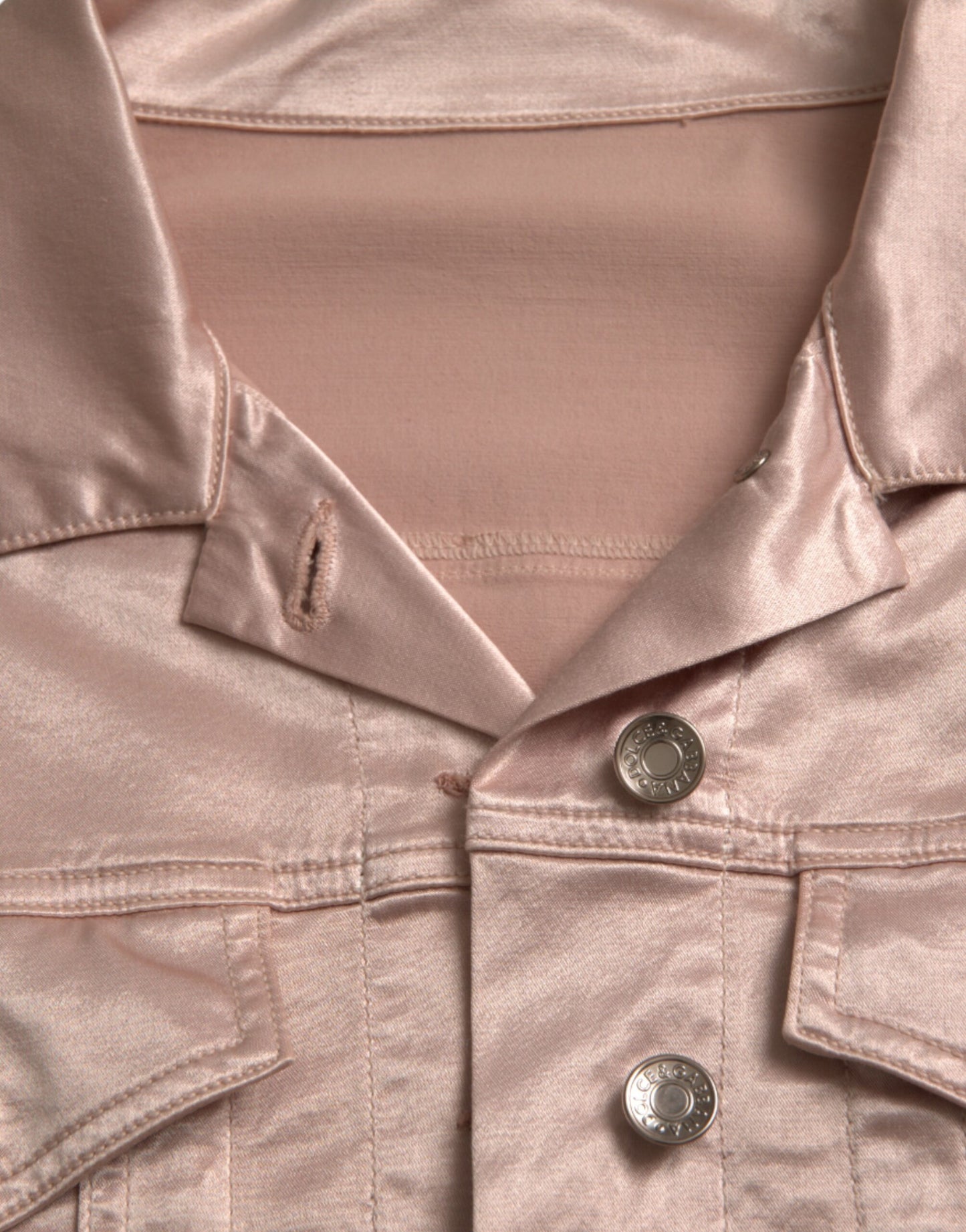 Dolce &amp; Gabbana – Kurze Jacke aus Baumwollstretch mit Kragen in Rosa