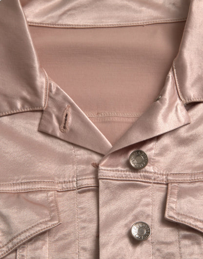 Dolce &amp; Gabbana – Kurze Jacke aus Baumwollstretch mit Kragen in Rosa