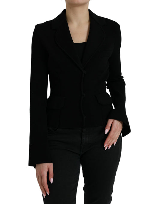 Dolce &amp; Gabbana – Einreihige Blazerjacke aus schwarzer Viskose