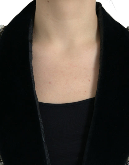 Dolce &amp; Gabbana – Schwarze Manteljacke mit Kristallverzierung