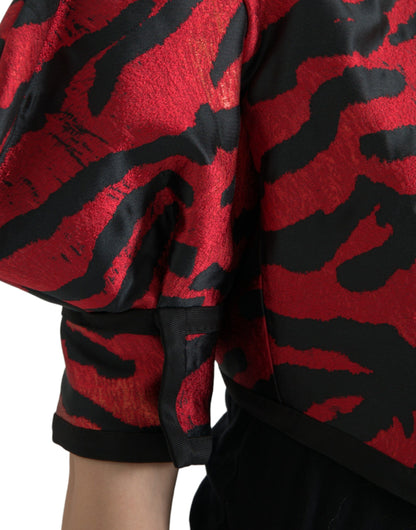 Dolce &amp; Gabbana – Kurzmanteljacke mit schwarzem und rotem Muster