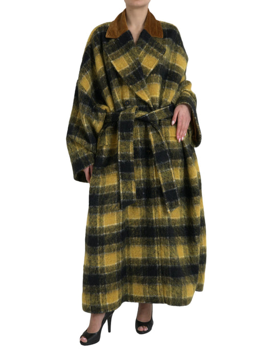 Dolce &amp; Gabbana – Gelb karierte Langarm-Manteljacke