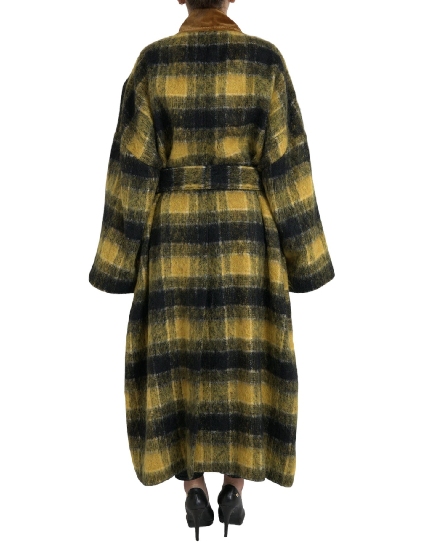 Dolce &amp; Gabbana – Gelb karierte Langarm-Manteljacke