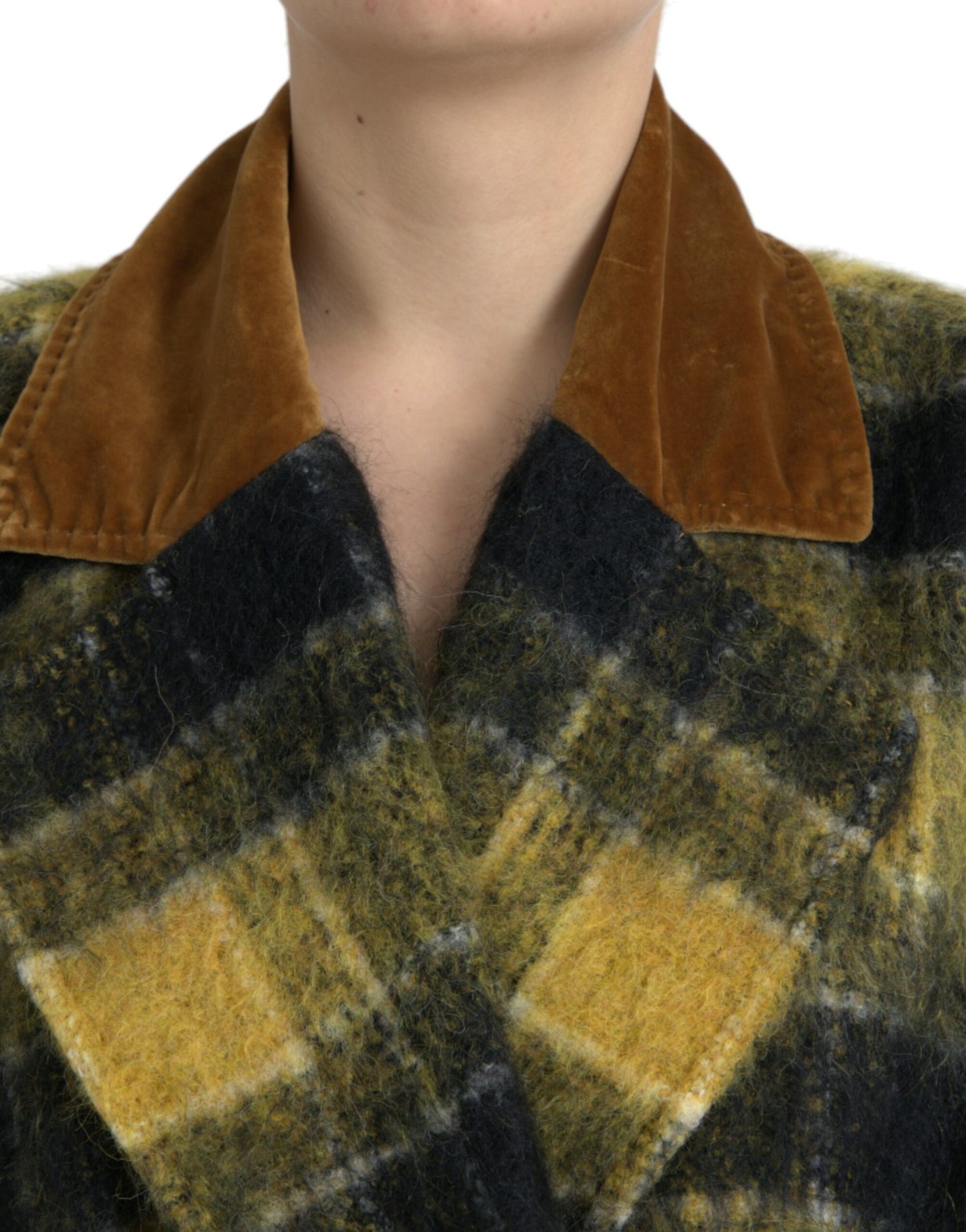 Dolce &amp; Gabbana – Gelb karierte Langarm-Manteljacke