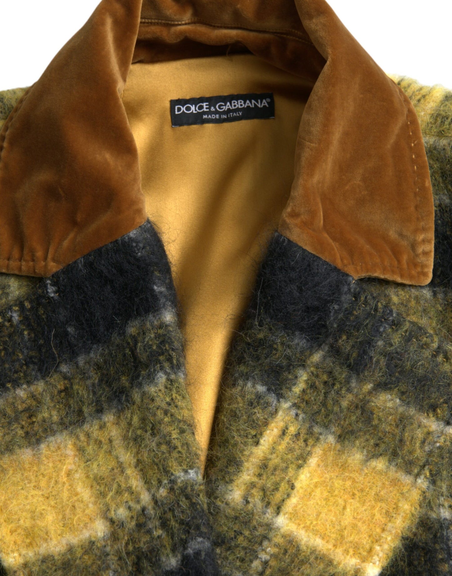 Dolce &amp; Gabbana – Gelb karierte Langarm-Manteljacke