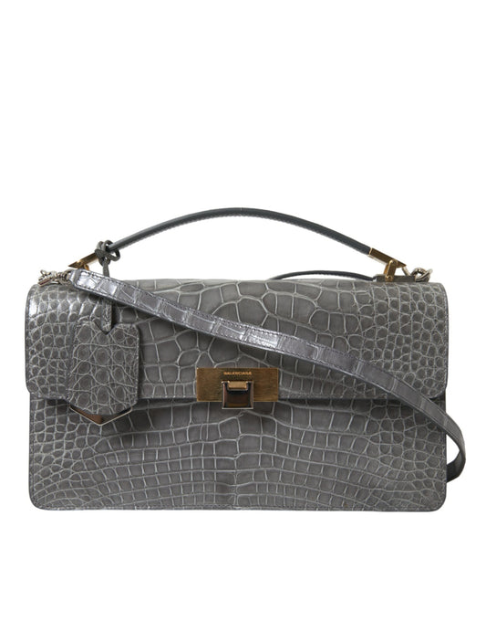 Balenciaga Graue Handtasche aus exotischem Leder, mittlere Schultertasche
