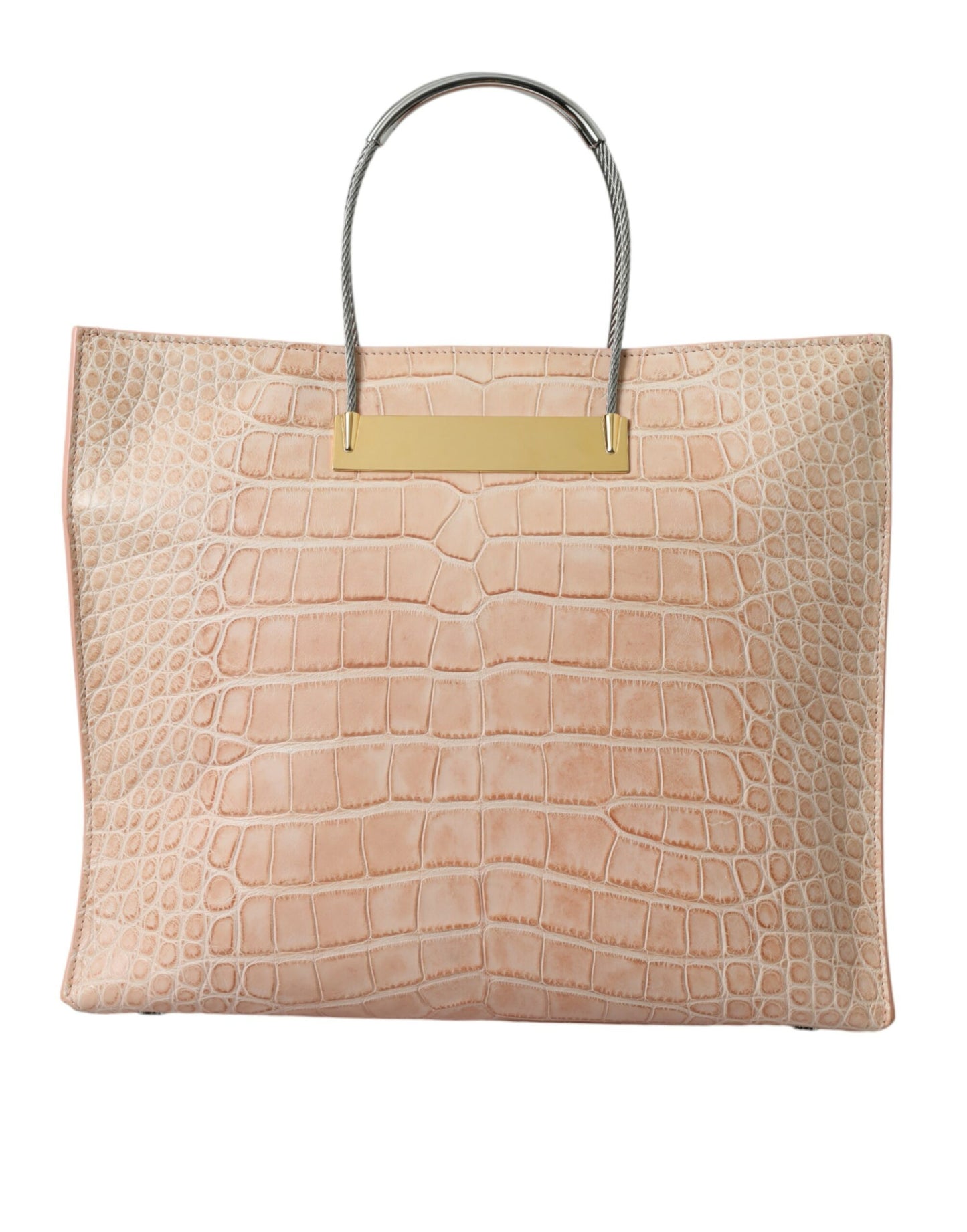 Balenciaga – Shopper-Tasche aus exotischem Leder mit geprägtem Kabelgriff in Rosa