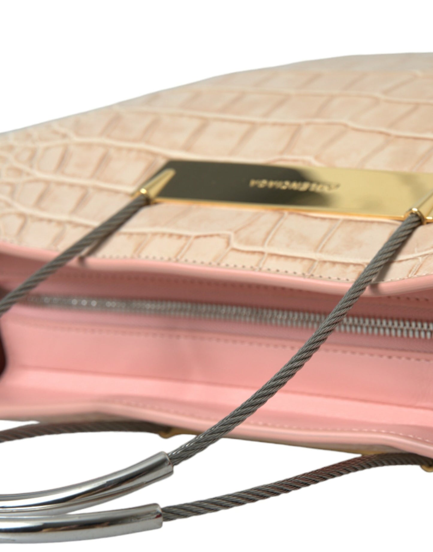 Balenciaga – Shopper-Tasche aus exotischem Leder mit geprägtem Kabelgriff in Rosa