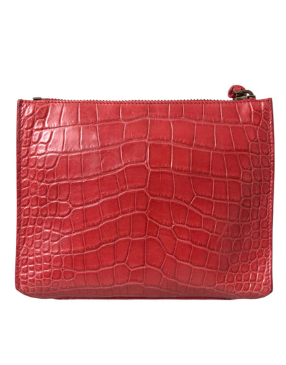 Balenciaga Rote Exotische Haut Leder Klassische Beutel Geldbörse Handgelenk Tasche
